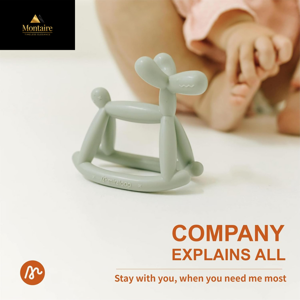 Teething Toy for Baby 3, 6, 12, 18 Months Infant, Jellydog Never Drop Food Grade Silicone Rocking Teether, Prevent Choking & Odorless, Less Dust and Hair Adhesion, Baby Gift, Cyan Blue