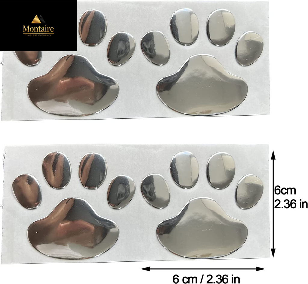 LZLRUN 3D Chrome Dog Paw Footprint Sticker Decal Auto Car Emblem Decal Decoration Color Silver
