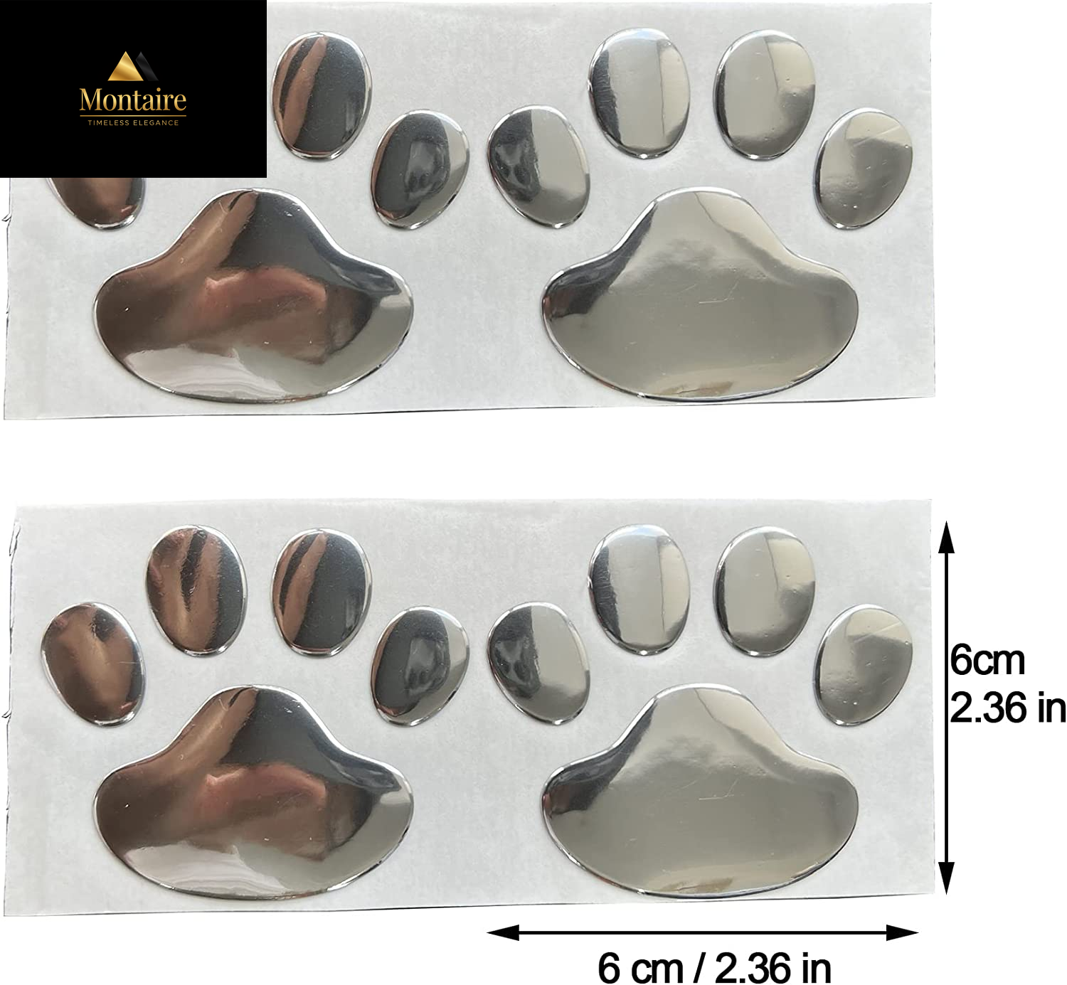 LZLRUN 3D Chrome Dog Paw Footprint Sticker Decal Auto Car Emblem Decal Decoration Color Silver