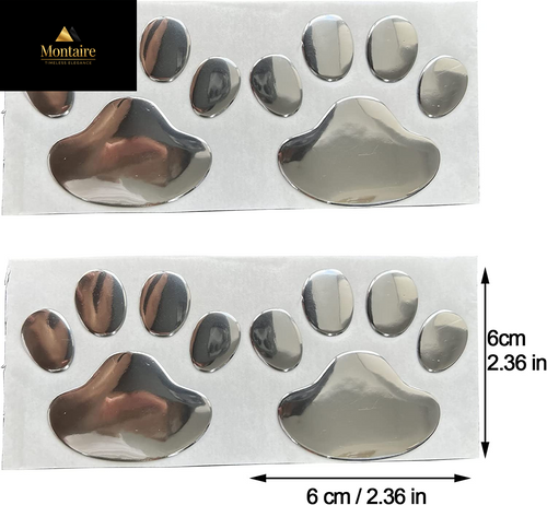 LZLRUN 3D Chrome Dog Paw Footprint Sticker Decal Auto Car Emblem Decal Decoration Color Silver