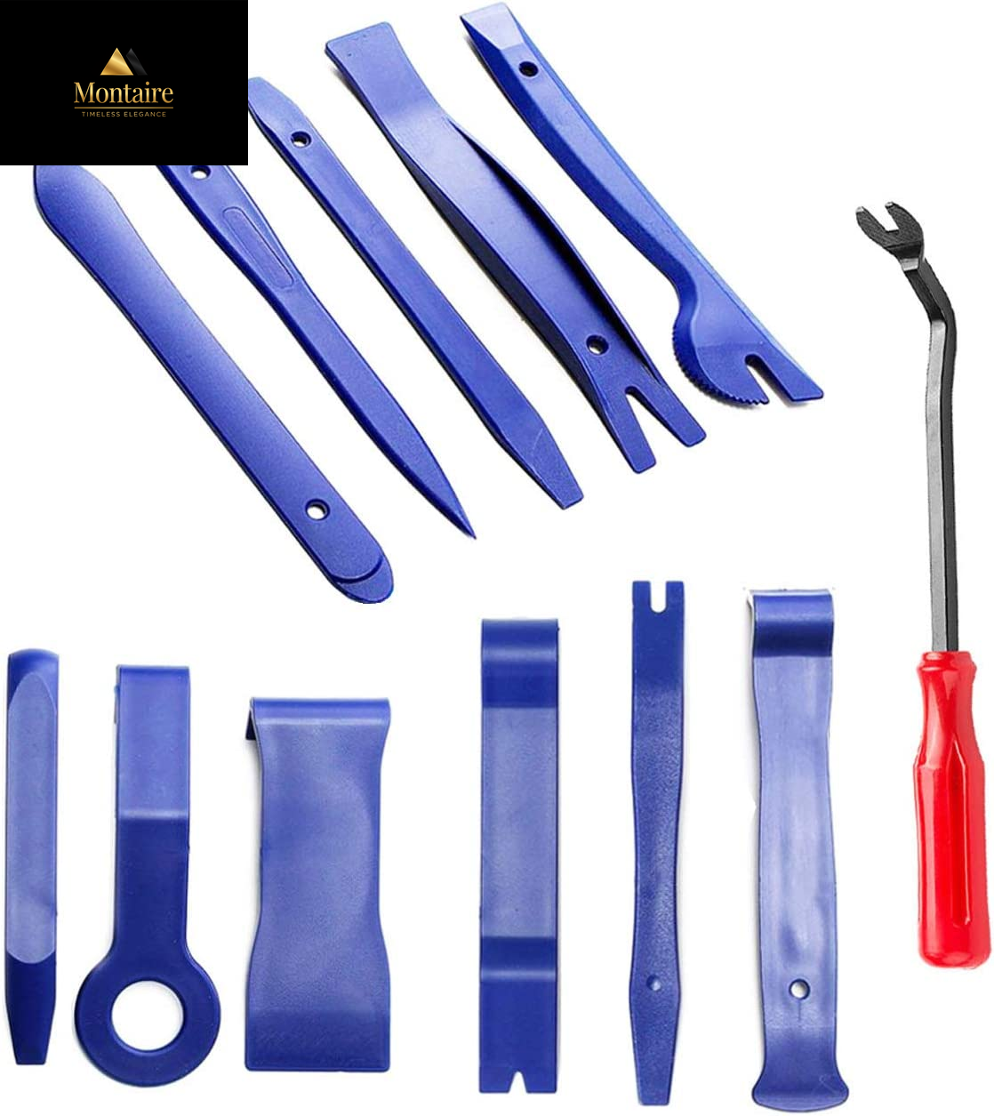 12 Pcs Trim Removal Tool Kit, No Scratch Plastic Pry Tool Kit, Car Panel Door Window Tools Car Interior Trim Kit Fastener Rivet Remover for Clip, Molding, Dashboards, Upholstery Toolkit