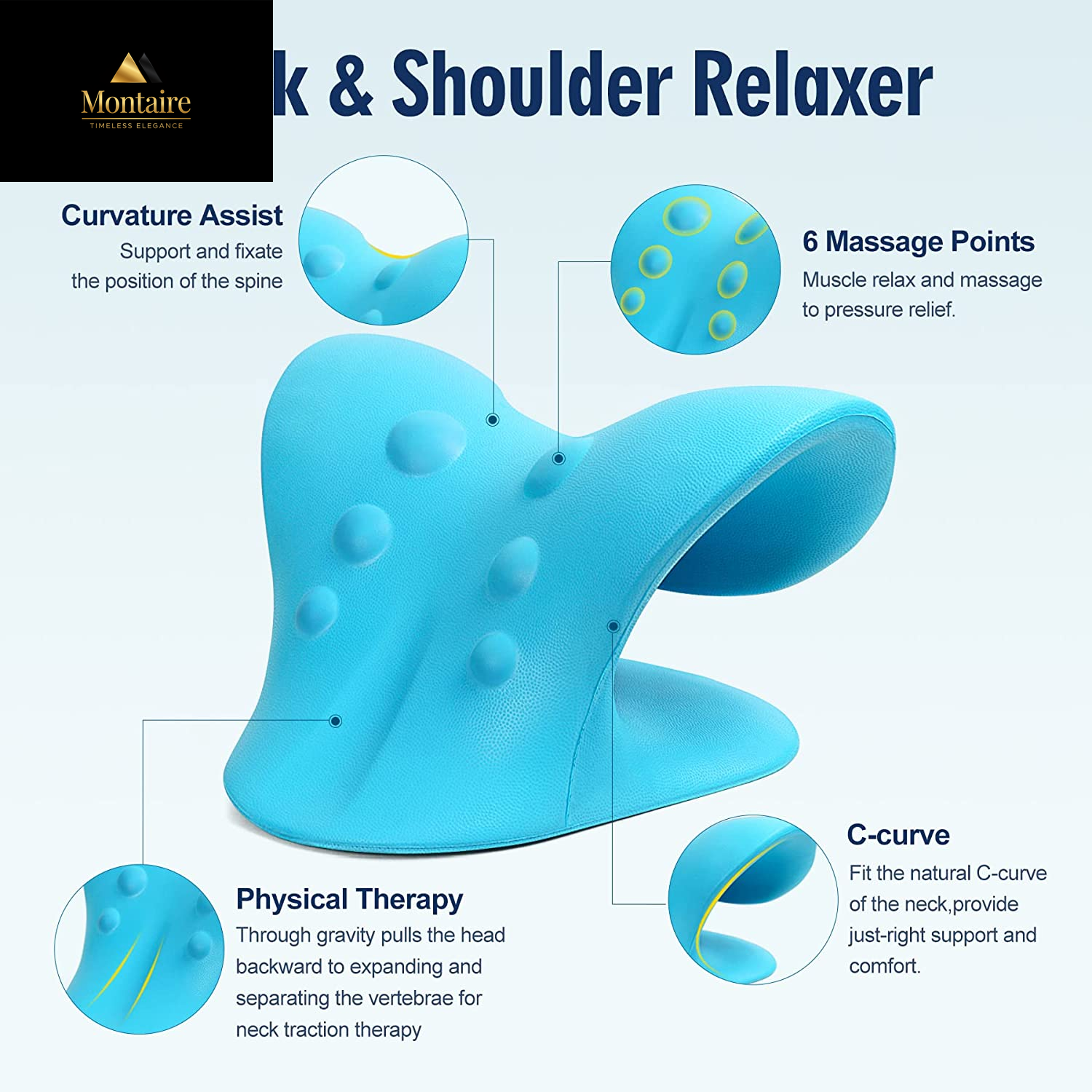 Neck Stretcher for Pain Relief, Neck and Shoulder Relaxer Cervical Traction Device Pillow for Muscle Relax and TMJ Pain Relief