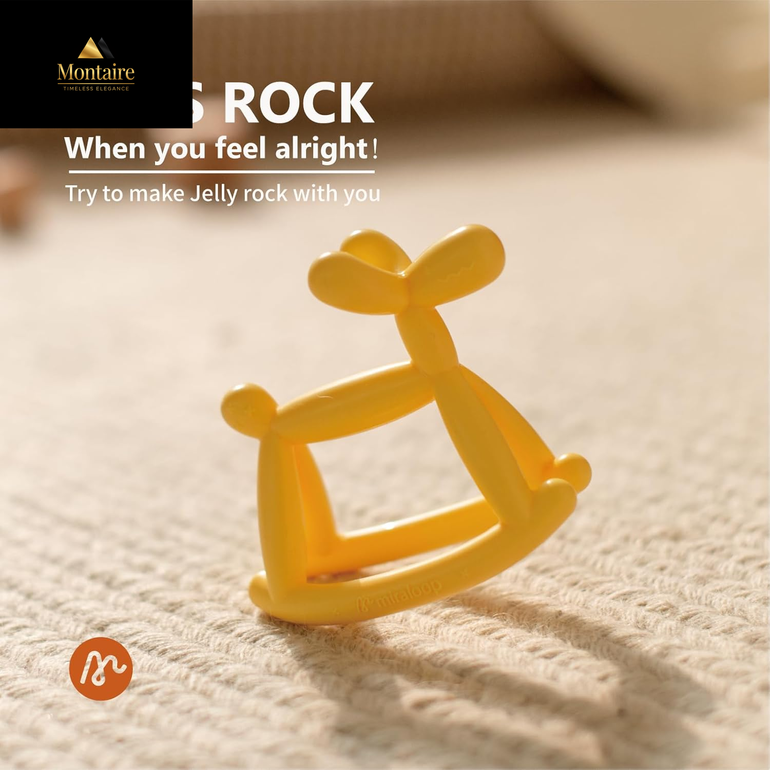 Teething Toy for Baby 3, 6, 12, 18 Months Infant, Jellydog Never Drop Food Grade Silicone Rocking Teether, Prevent Choking & Odorless, Less Dust and Hair Adhesion, Baby Gift, Cyan Blue