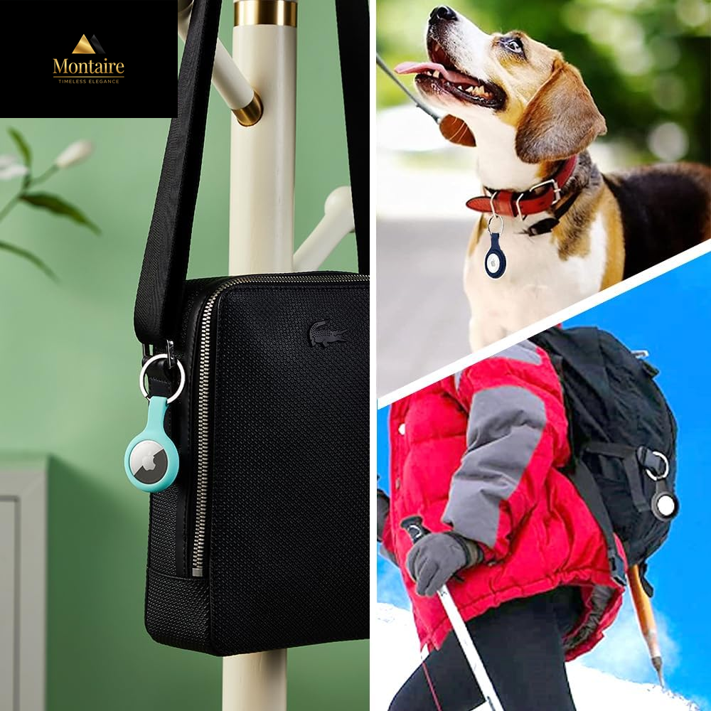 Airtags 4 Pack Apple Holder for Keychain, Lightweight Cases with 4 Cute Colors for Apple GPS Tracker, Silicone Cover for Tracker with Keyring, Soft Apple Airtag Holder