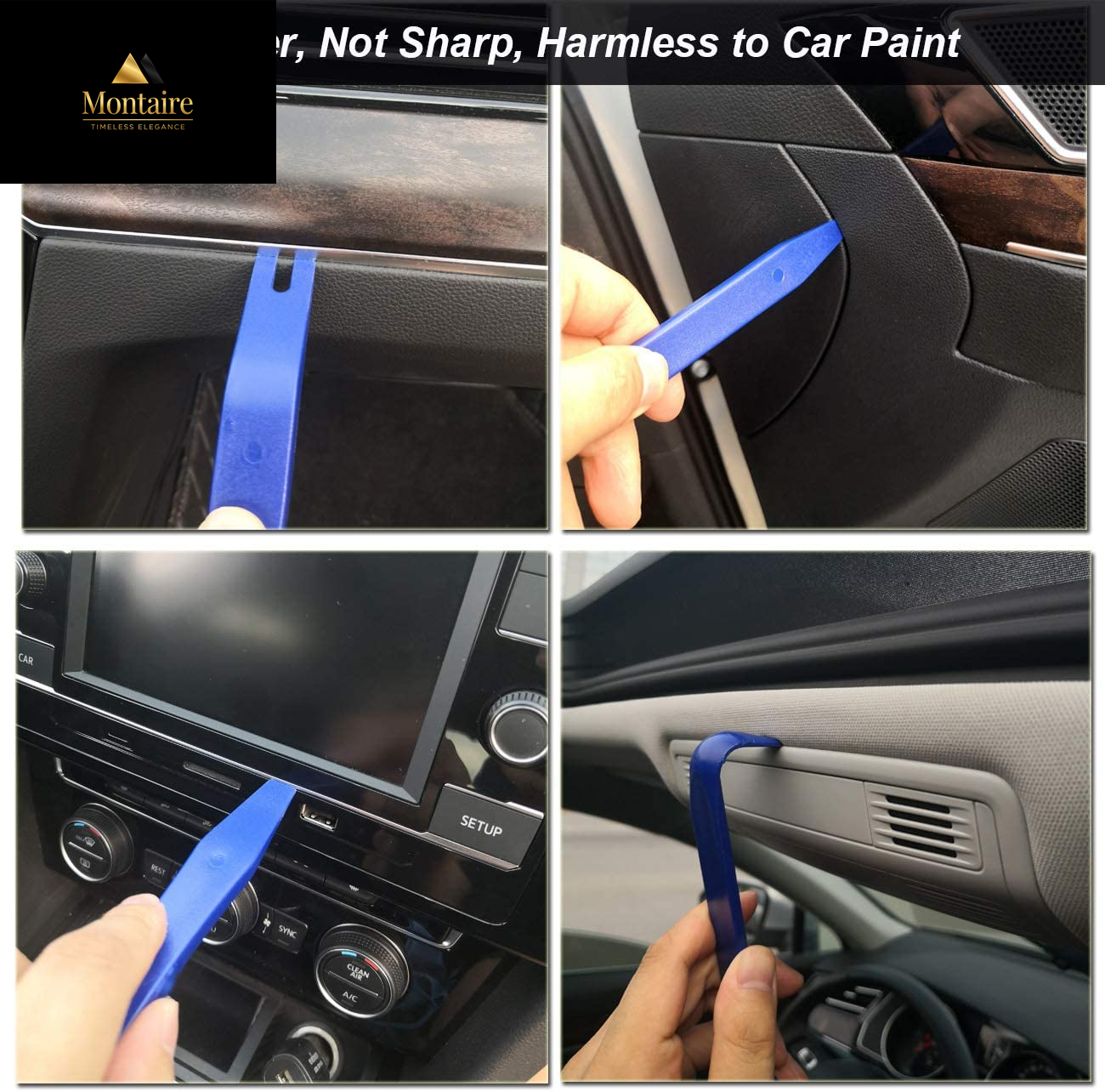 12 Pcs Trim Removal Tool Kit, No Scratch Plastic Pry Tool Kit, Car Panel Door Window Tools Car Interior Trim Kit Fastener Rivet Remover for Clip, Molding, Dashboards, Upholstery Toolkit