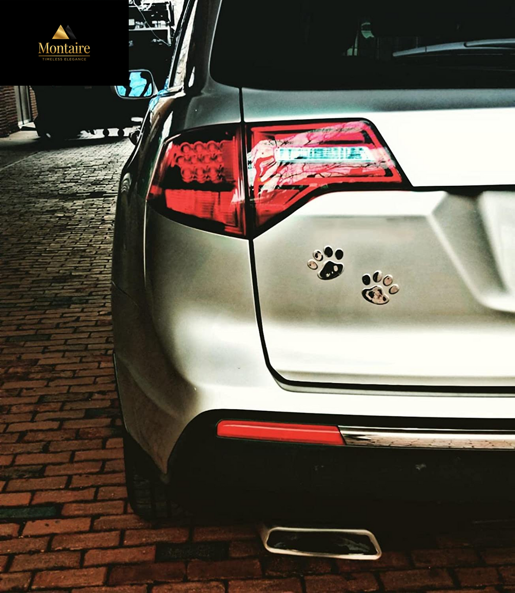 LZLRUN 3D Chrome Dog Paw Footprint Sticker Decal Auto Car Emblem Decal Decoration Color Silver