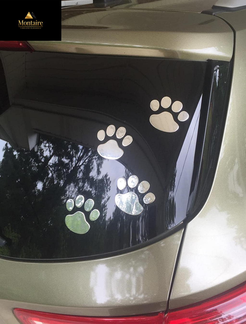 LZLRUN 3D Chrome Dog Paw Footprint Sticker Decal Auto Car Emblem Decal Decoration Color Silver