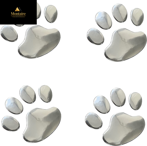 LZLRUN 3D Chrome Dog Paw Footprint Sticker Decal Auto Car Emblem Decal Decoration Color Silver