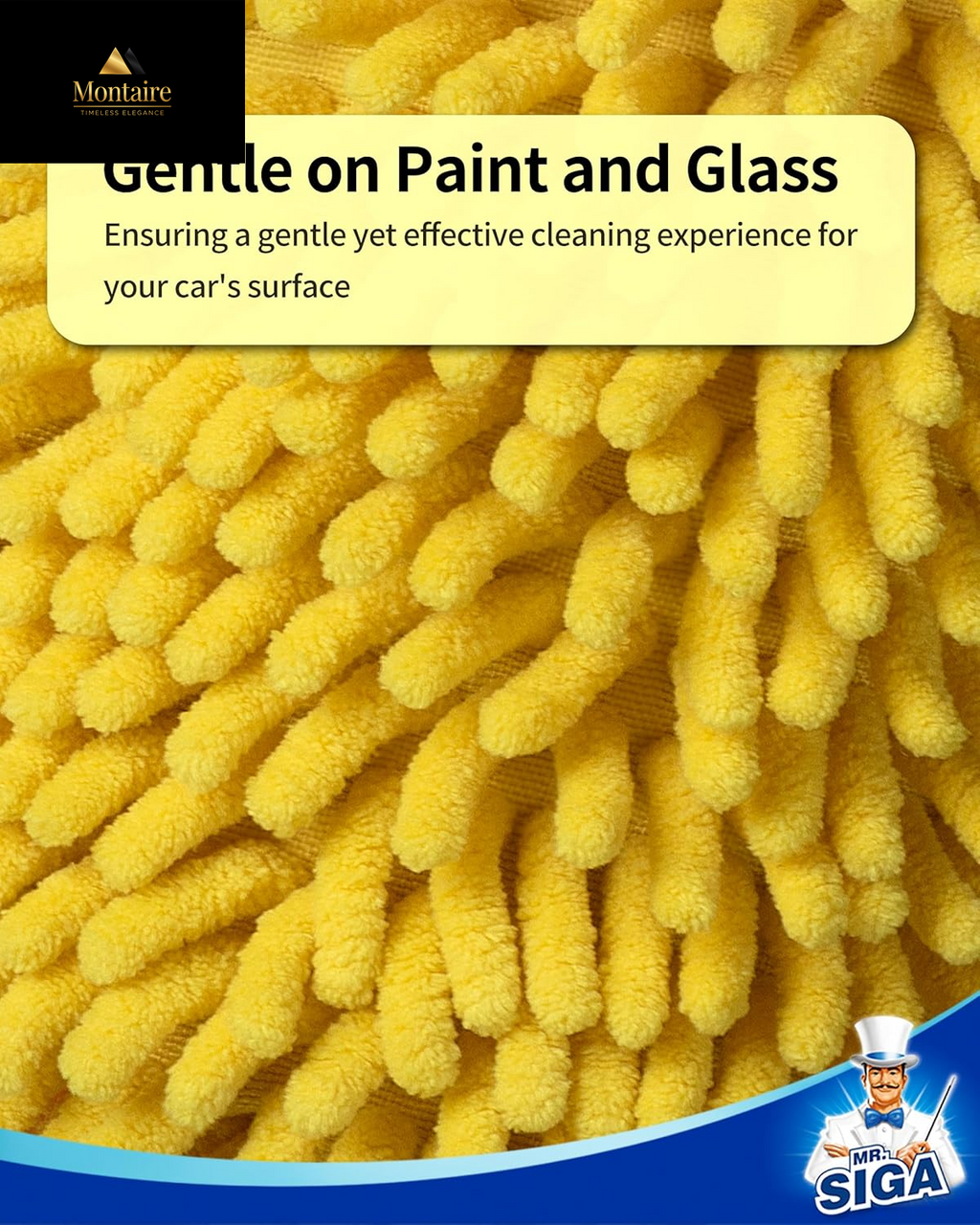 MR.SIGA Microfiber Car Wash Mitt, Pack of 2, Blue & Yellow