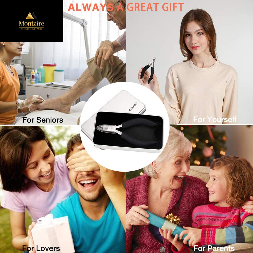 BEZOX Ingrown Toenail Clippers - Precision Thick Toe Nail Clipper for Ingrown and Curly Nails, Comfort Grip Fingernail Clipper, Ergonomic Handle Toenail Scissors for Seniors