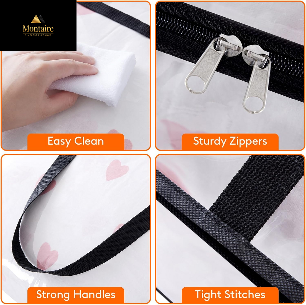 Lifewit 4 Pack Clear Plastic Storage Bags, 40L Foldable Clothes Storage Boxes Wardrobe Organizer Moving Bags with Reinforced Handle for Loft Wardrobe for Bedding Clothes Blanket Duvet