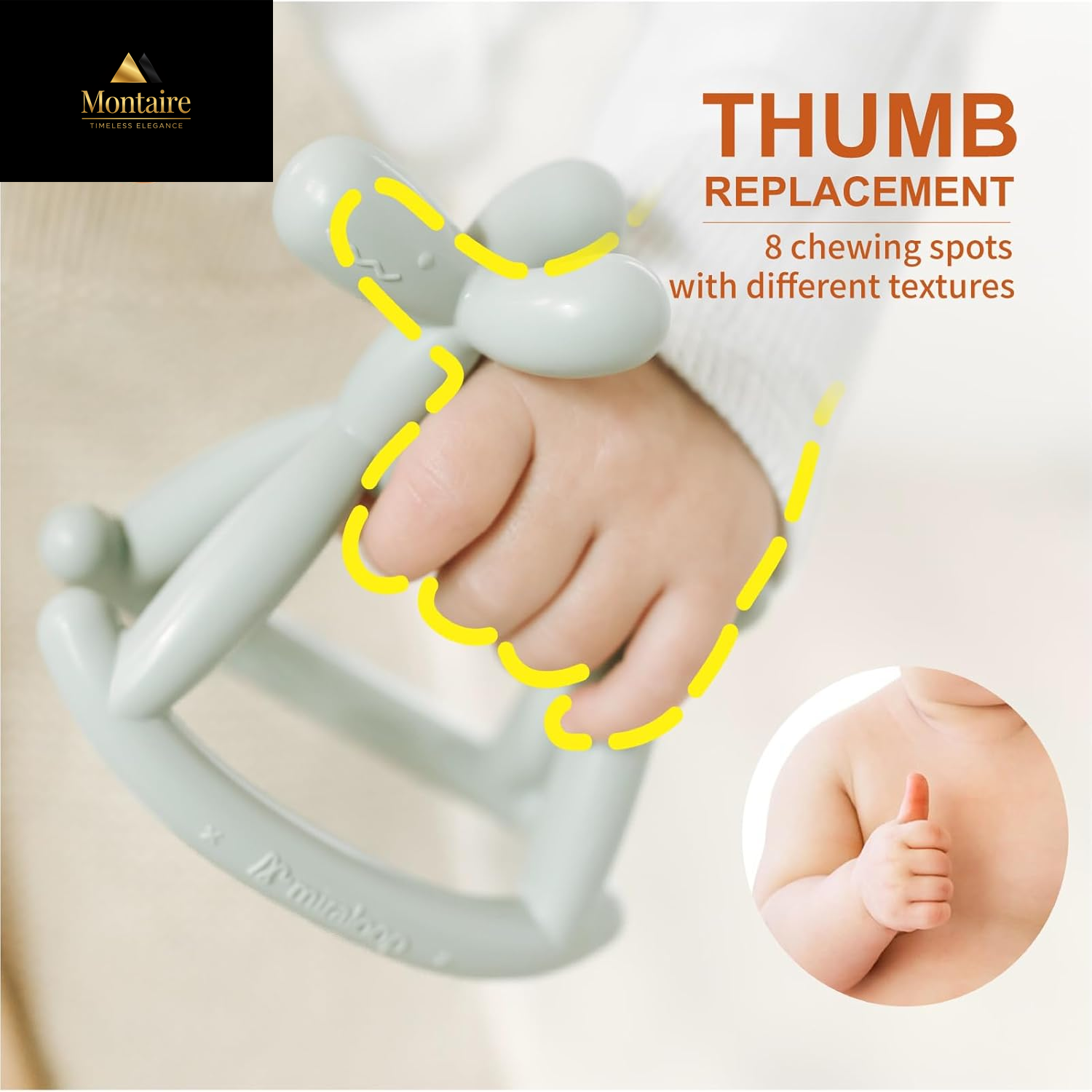 Teething Toy for Baby 3, 6, 12, 18 Months Infant, Jellydog Never Drop Food Grade Silicone Rocking Teether, Prevent Choking & Odorless, Less Dust and Hair Adhesion, Baby Gift, Cyan Blue