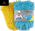 MR.SIGA Microfiber Car Wash Mitt, Pack of 2, Blue & Yellow