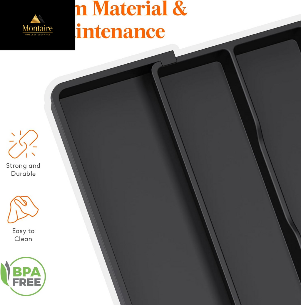 Lifewit Cutlery Drawer Organiser,Expandable Large Cutlery Tray for Kitchen,Kitchen Storage & Organisation,Utensil Drawer Organiser, Plastic Kitchen Spatula Tools and Gadgets Storage Divider, Black