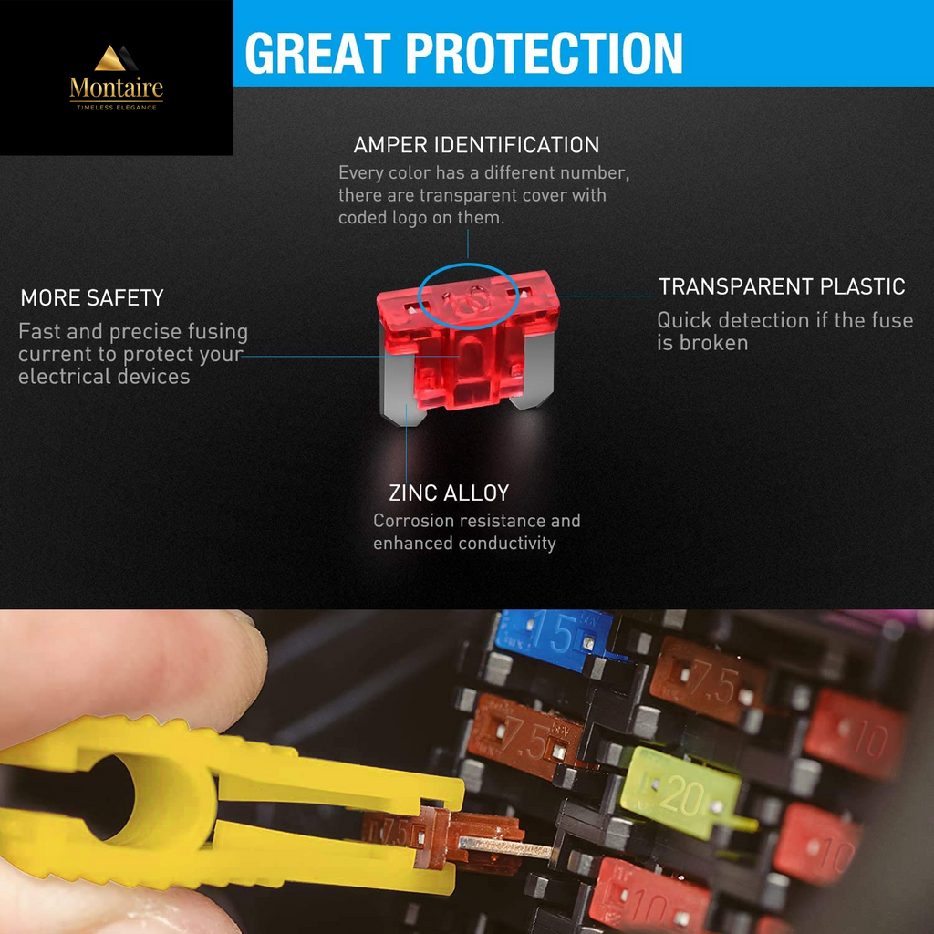 Nilight - 50019R 272Pcs Standard & Mini & Low Profile Mini Blade Fuse Assortment, 2A 5A 10A 15A 20A 25A 30A 35A Replacement Fuses for Car Boat Truck SUV Automotive