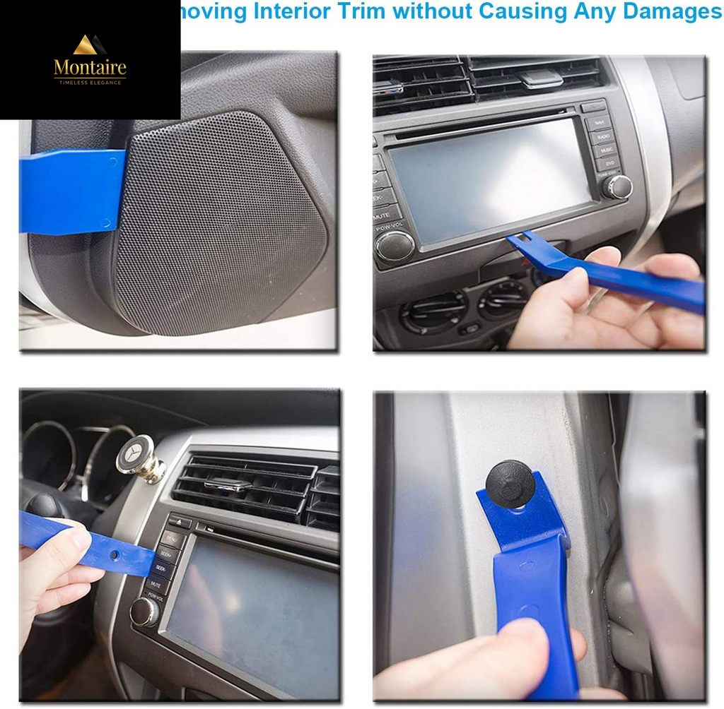 12 Pcs Trim Removal Tool Kit, No Scratch Plastic Pry Tool Kit, Car Panel Door Window Tools Car Interior Trim Kit Fastener Rivet Remover for Clip, Molding, Dashboards, Upholstery Toolkit