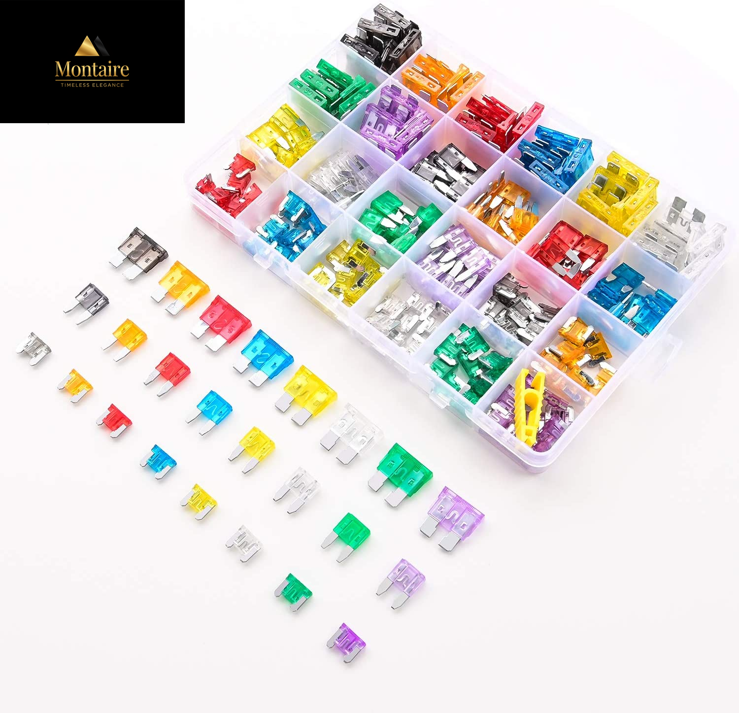 Nilight - 50019R 272Pcs Standard & Mini & Low Profile Mini Blade Fuse Assortment, 2A 5A 10A 15A 20A 25A 30A 35A Replacement Fuses for Car Boat Truck SUV Automotive