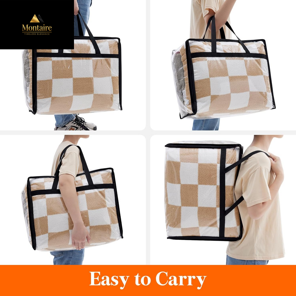 Lifewit 4 Pack Clear Plastic Storage Bags, 40L Foldable Clothes Storage Boxes Wardrobe Organizer Moving Bags with Reinforced Handle for Loft Wardrobe for Bedding Clothes Blanket Duvet